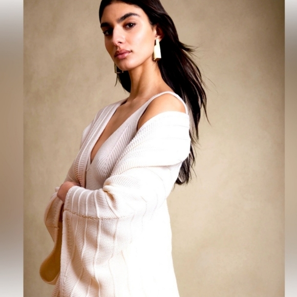 Banana Republic Jasmine Organic Cotton Duster Cardigan Long Sweater Navy XL/XXL - Picture 2 of 16